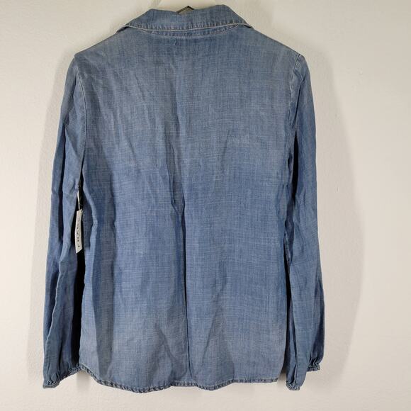 Frame Blue Chambray Denim lace up shirt womens Sz XS NWT Hadley - Picture 4 of 9